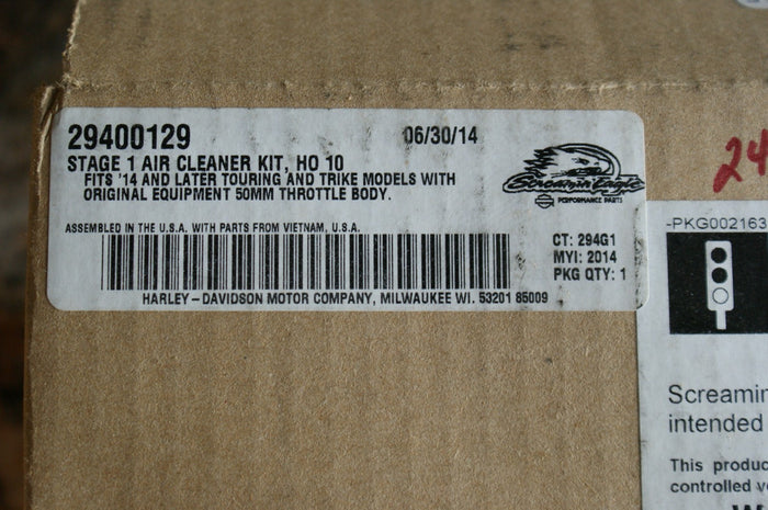 NOS Screamin Eagle Harley Davidson Stage 1 air filter kit HO - used for display