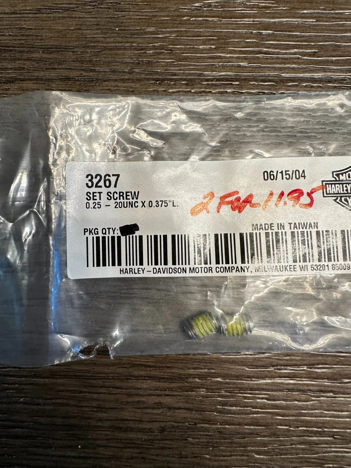 Lot Of 2 NOS Harley Davidson Set Screw 3267
