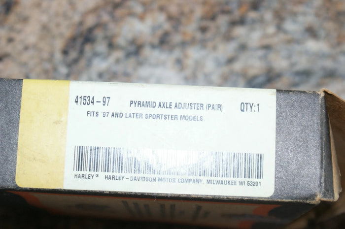 NOS Harley Davidson 41534-97 Pyramid Axle Adjusters (pair) Used for display only