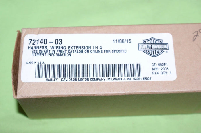 Genuine OEM Harley Davidson Harness Wiring Extension LH4 72140-03