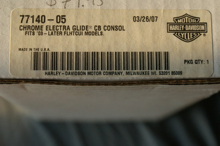 Genuine OEM Harley Davidson Chrome Electra Glide CB Console 77140-05