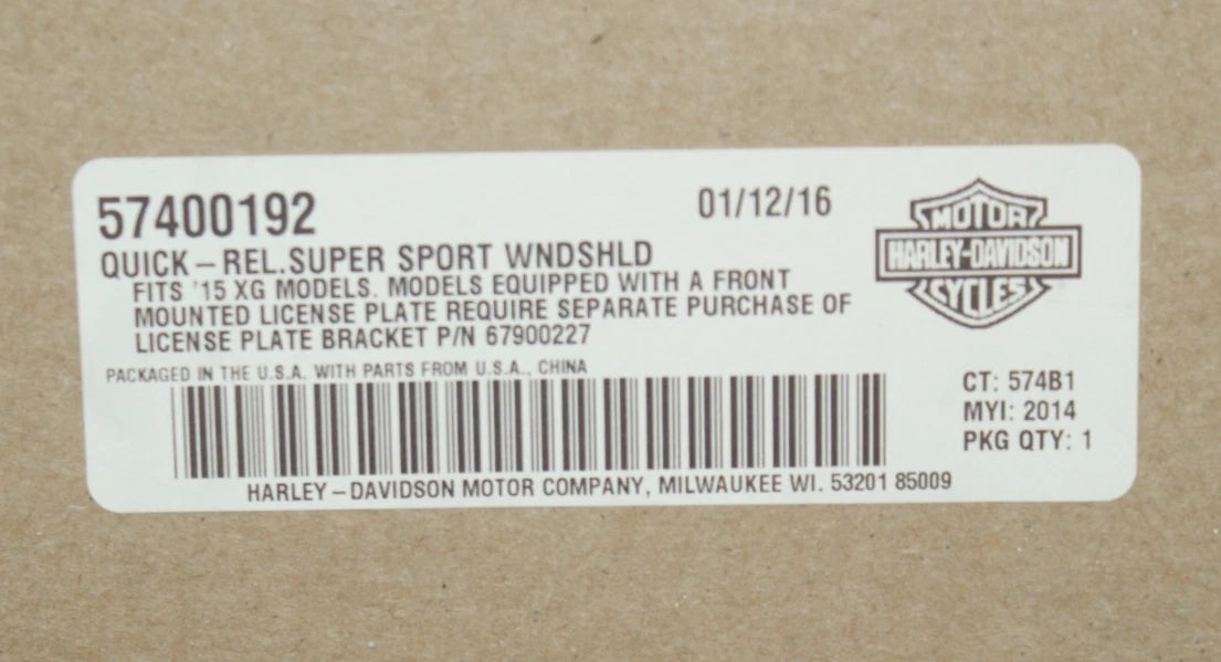 NOS Harley Davidson XG Street Super Sport Windshield 57400192 used for display
