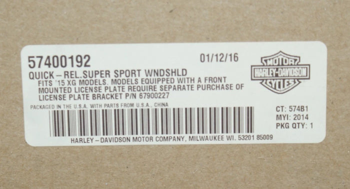 NOS Harley Davidson XG Street Super Sport Windshield 57400192 used for display