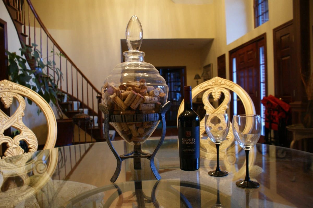 Wine Connoisseur's Cork holder Glass / metal display 23" tall