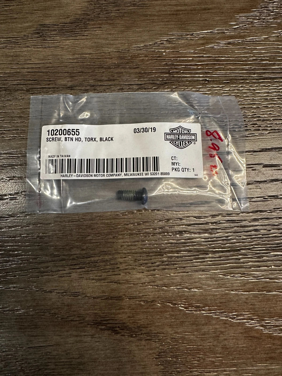 NOS Harley Davidson BTN HD Black Torx Screw 10200655