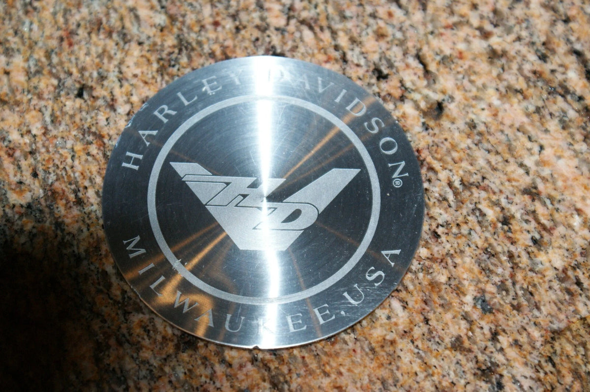 Genuine Harley Davidson V logo road king caliper emblem - ONE EMBLEM double stic
