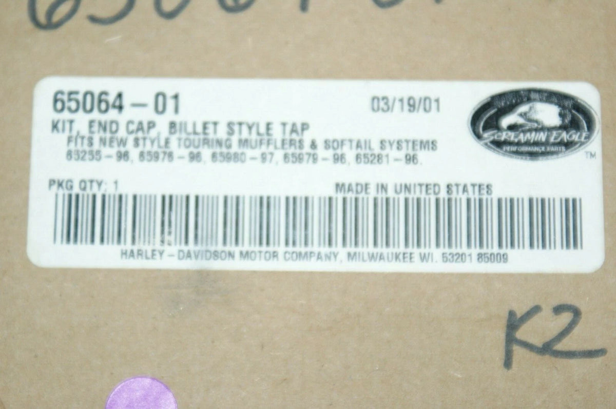Genuine OEM Harley Davidson Muffler end cap billet style tapered 65064-01