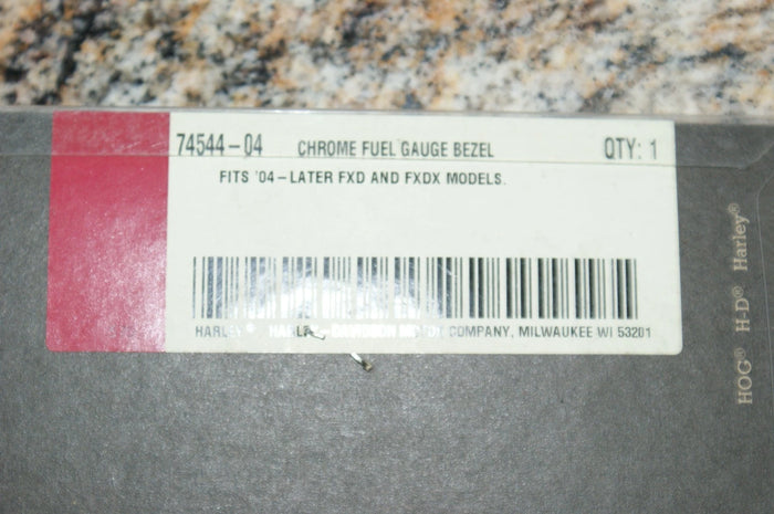 NOS Harley Davidson dyna chrome fuel gauge bezel 74544-04 Used 4 display only
