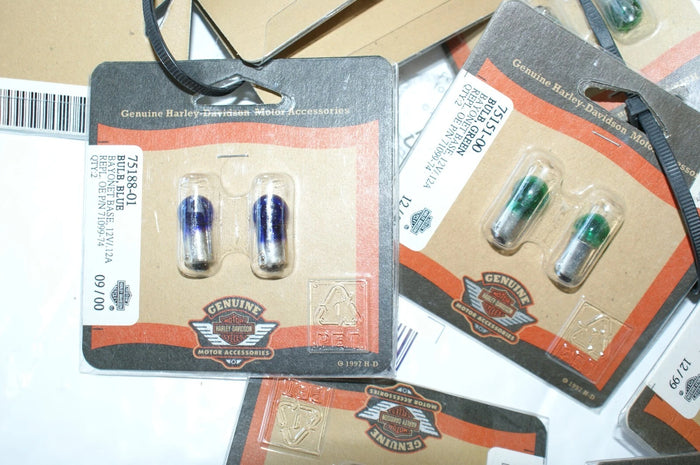 Harley Davidson Bulb swap meet grab bag 25 Packages 50 bulbs MutliColor 71099-74