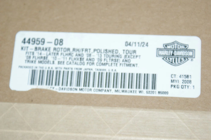 Genuine Harley Davidson Brake rotor polished RIGHT front touring 44959-08