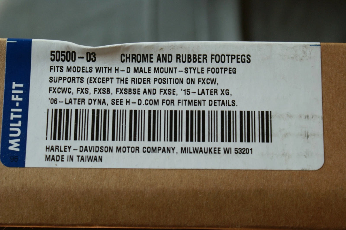 Genuine Harley Davidson Chrome and Rubber Footpegs 50500-03