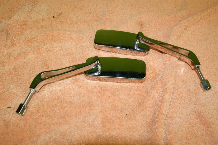 Pair Vintage Classic 4" Rectangular Blade Motorcycle mirrors Chrome Universal