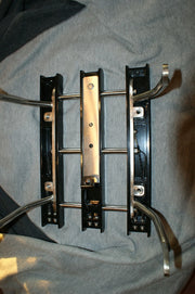 Custom made 3 channel Luggage Rack w 6 LED Lights Black titanium Harley Softail