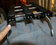 Custom made 3 channel Luggage Rack w 6 LED Lights Black titanium Harley Softail