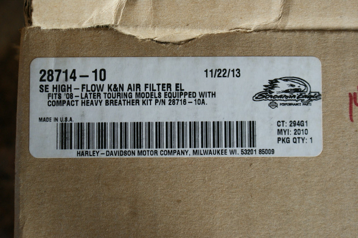 NOS Screamin Eagle Harley Davidson Hi Flow K&N air filter - used for display