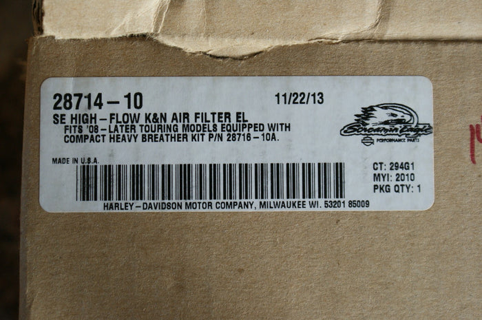 NOS Screamin Eagle Harley Davidson Hi Flow K&N air filter - used for display