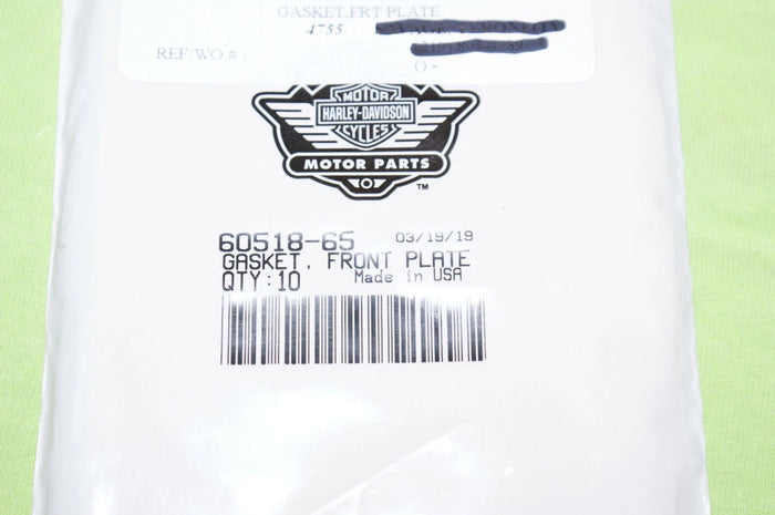 Genuine OEM Harley Davidson Gasket Front Plate 60518-65 U GET 9 gaskets