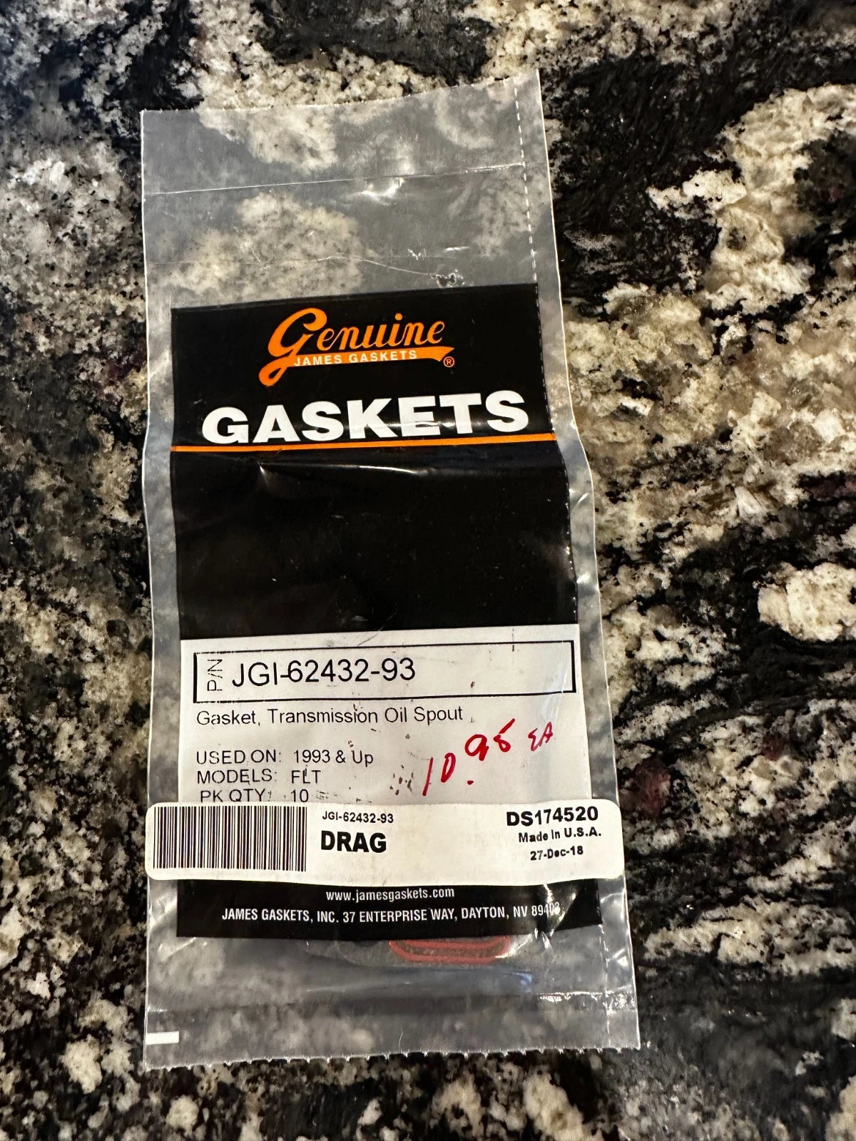 3 NOS Genuine Gasket, Transmission Oil Spout JGI-62432-93