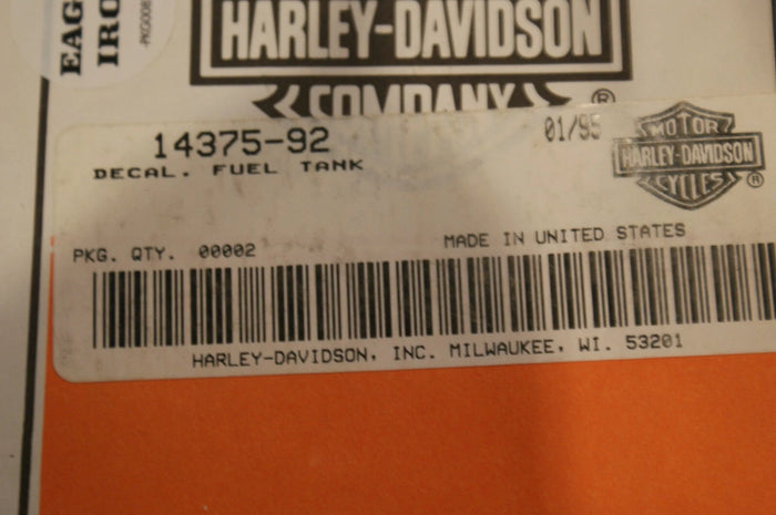 NOS OEM Genuine Harley Davidson Decal Fuel Tank 14375-92