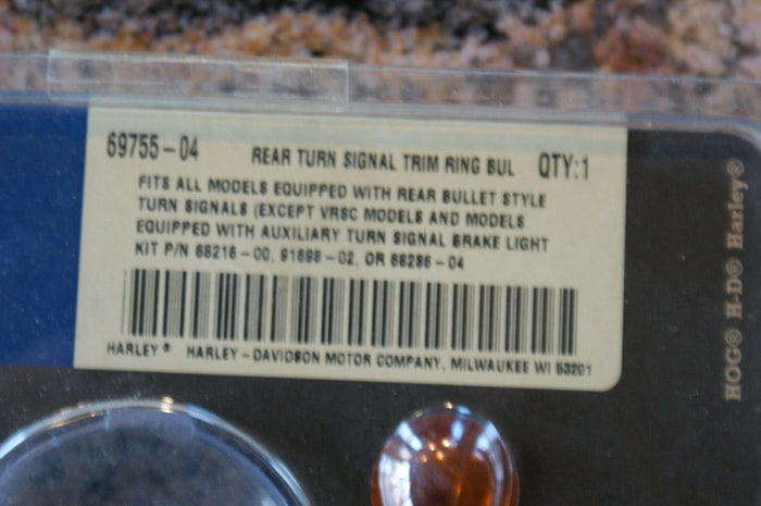 NOS Harley Davidson Rear Turn Signal CLEAR lens trim ring Bullet 69755-04