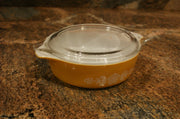Pyrex 47 Butterfly Gold Cinderella Casserole Dish With 470-C Glass Lid 1 Pint