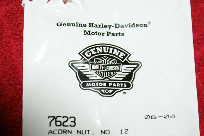 NOS Genuine OEM Harley Davidson Acorn, Nut No. 12. 1 Package has 3 Pieces. 7623