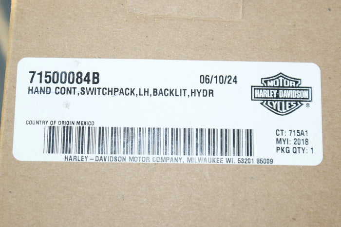 Genuine OEM Harley Davidson Hand Control Switch pack LEFT Backlit HYDR 71500084