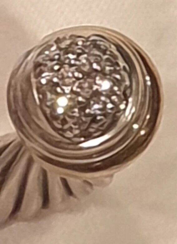 David Yurman 7mm Diamond Dome 7mm Cable Cuff Bracelet .925/18K Gold