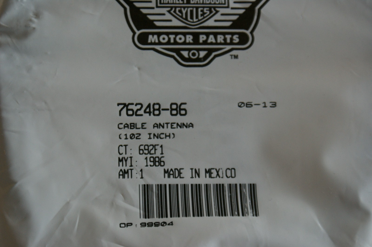 NOS Genuine Harley Davidson 76248-86 Antenna Cable