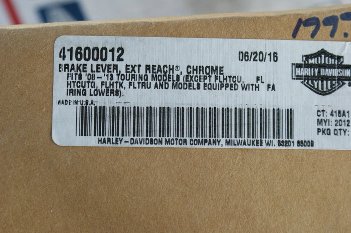 Genuine Harley Davidson Brake lever extended reach chrome 41600012