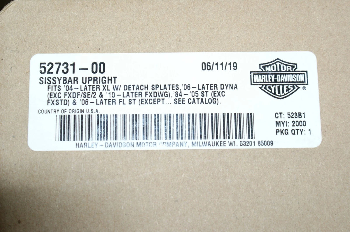 Genuine OEM Harley Davidson Sissybar Upright 52731-00