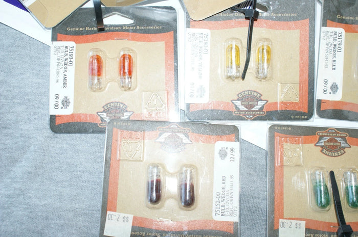 NOS Harley Davidson Wedge Bulb swap meet grab bag 25Packages 50bulbs Mutli Color