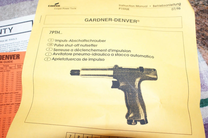 Cooper Gardner -Denver 1/4" Drive Pulse shut off Nutsetter 7PTHF35Q
